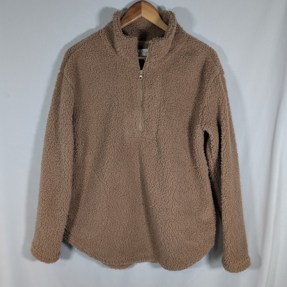 Koolaburra by UGG Pullover Size XS Sherpa Fleece Brushed Back Tan Quarter Zip